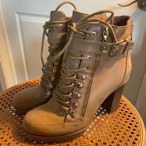 Guess lace up heeled boots with buckle